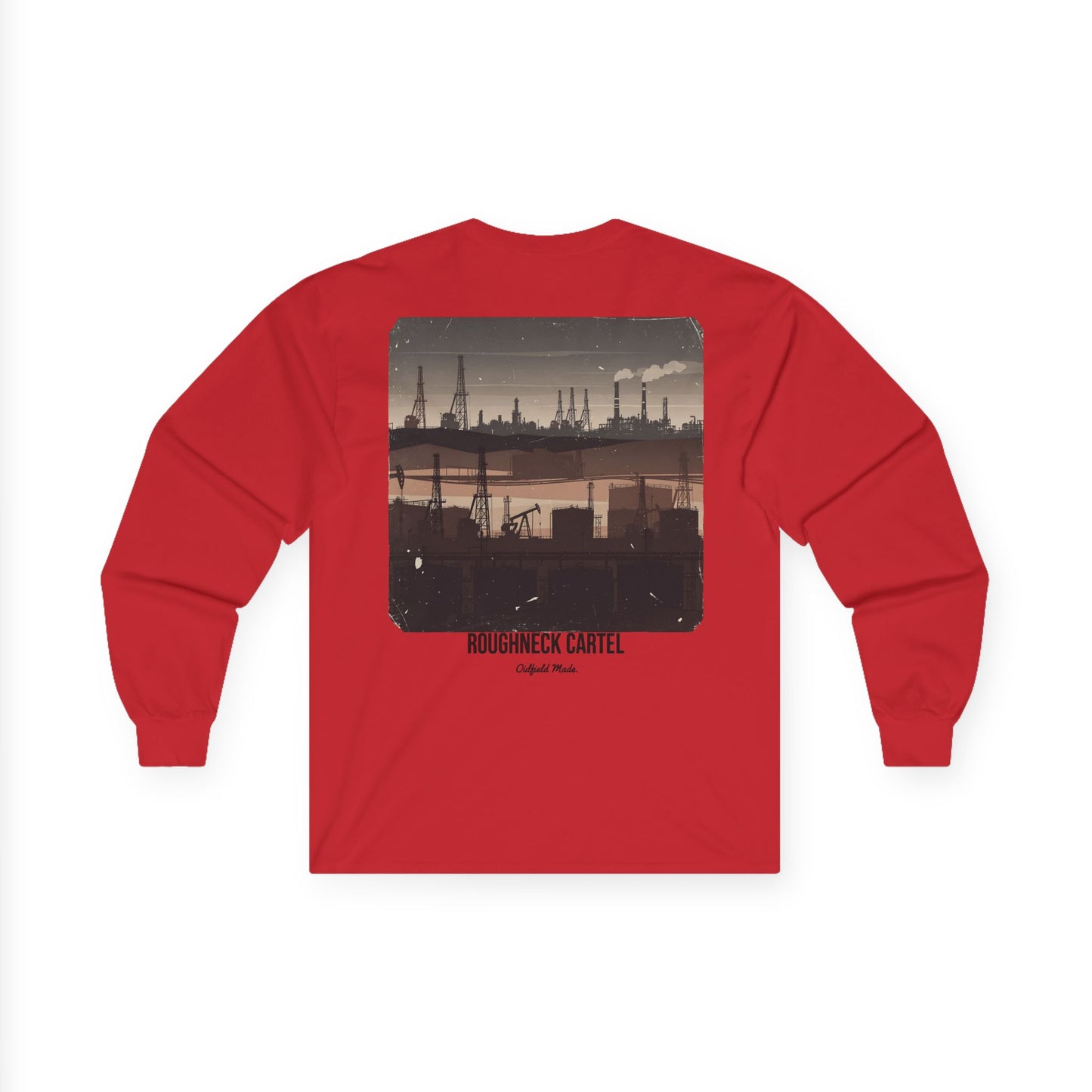 Oilfield Silhouette Long Sleeve Tee — Pump Jacks, Rigs & Refineries