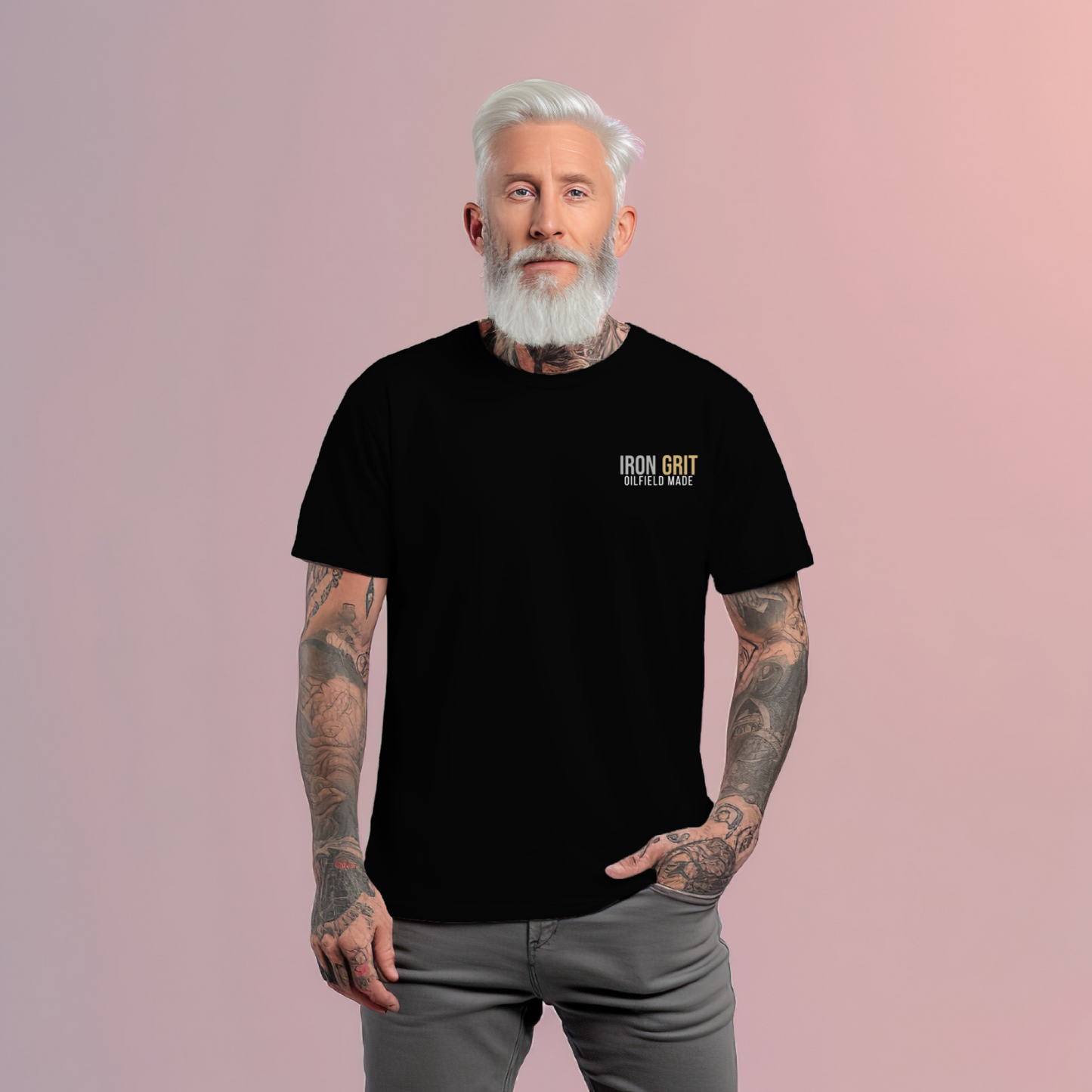 Iron Grit Built for the Storm Heavyweight T-Shirt, Oilfield Worker Gift, Roughneck Shirt, Blue Collar Streetwear, Resilience Tee | Built By Grit