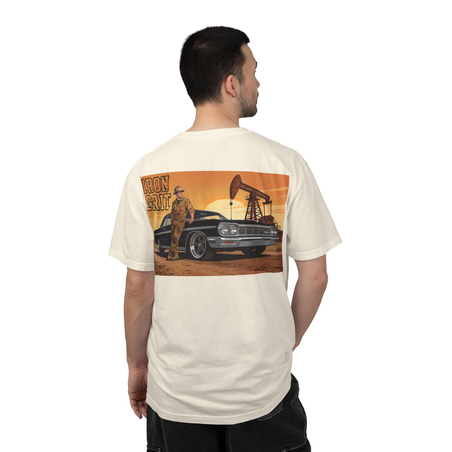 Oilfield 64 Impala T-Shirt, Iron Grit Oilfield Tee, Classic Car Oilfield Shirt, Roughneck Gift, Blue Collar Car Shirt | Built By Grit