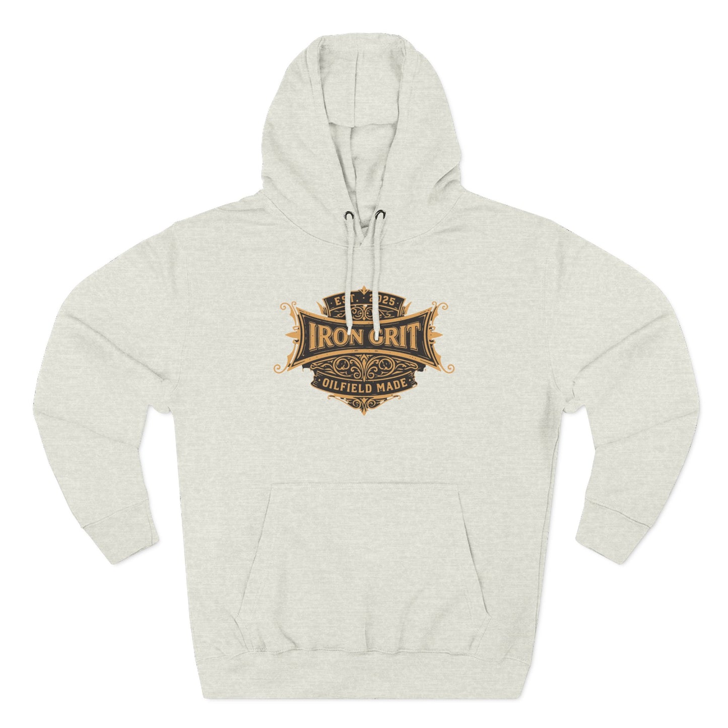 Oilfield Rig Sunset Iron Grit Pride Hoodie | Three-Panel Fleece