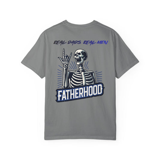 Fatherhood Skeleton T-Shirt, Real Dads Real Men, Skull Dad Shirt, Cool Dad Gift, Father's Day Gift, Rocker Dad Tee | Built By Grit