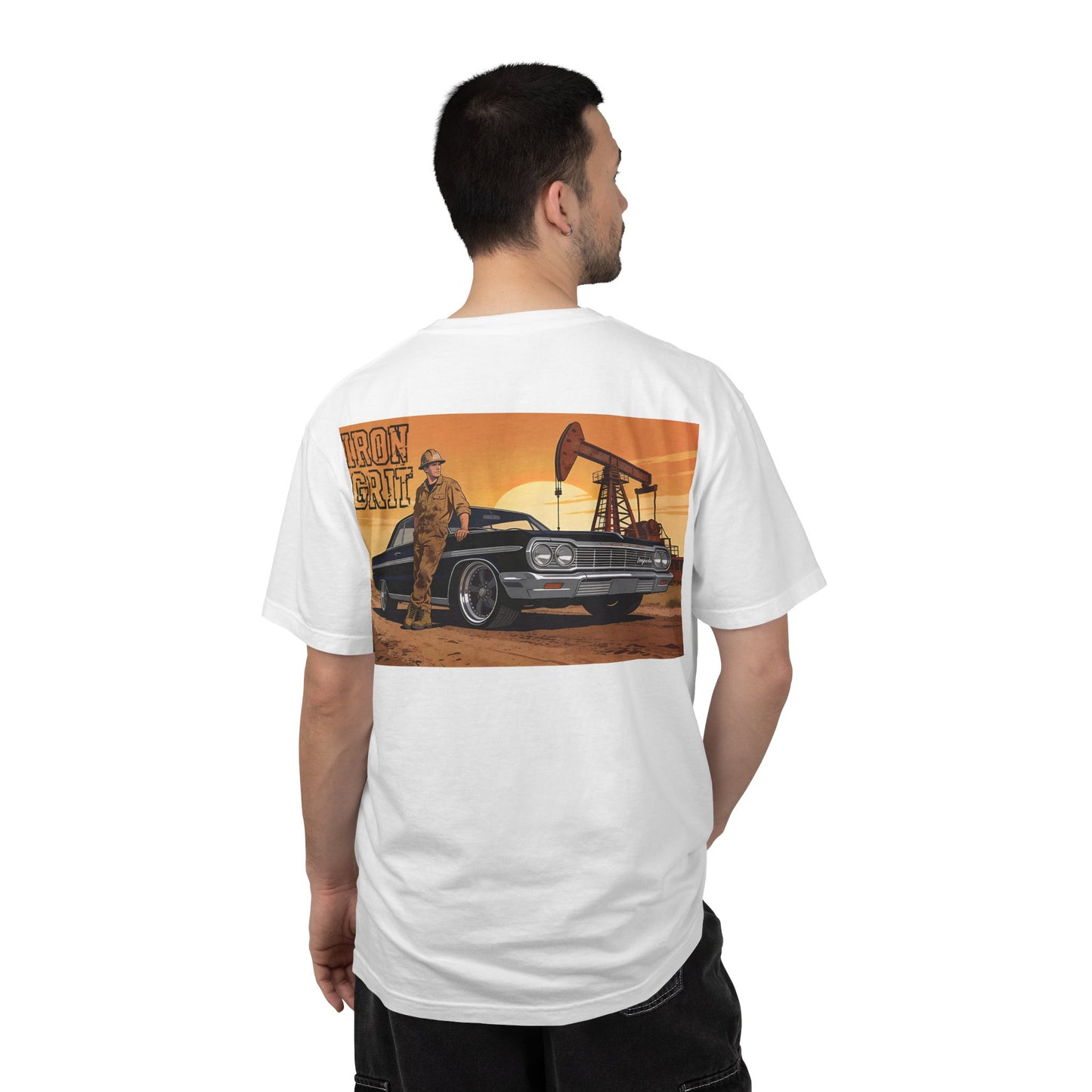 Oilfield 64 Impala T-Shirt, Iron Grit Oilfield Tee, Classic Car Oilfield Shirt, Roughneck Gift, Blue Collar Car Shirt | Built By Grit