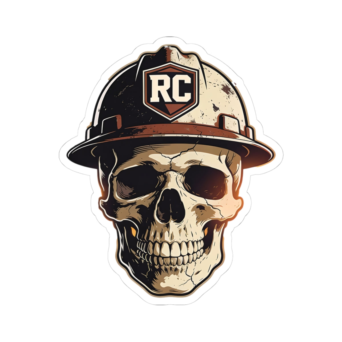 Skull with Hard Hat Kiss-Cut Stickers | Oilfield Construction Worker Decal