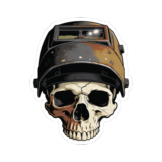 Skull with Welding Helmet Kiss-Cut Stickers | Oilfield Welder Decal