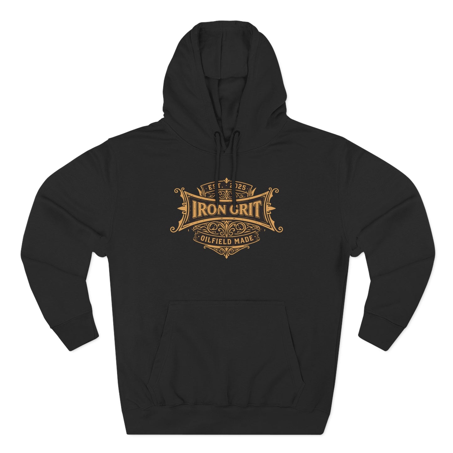 Oilfield Rig Sunset Iron Grit Pride Hoodie | Three-Panel Fleece