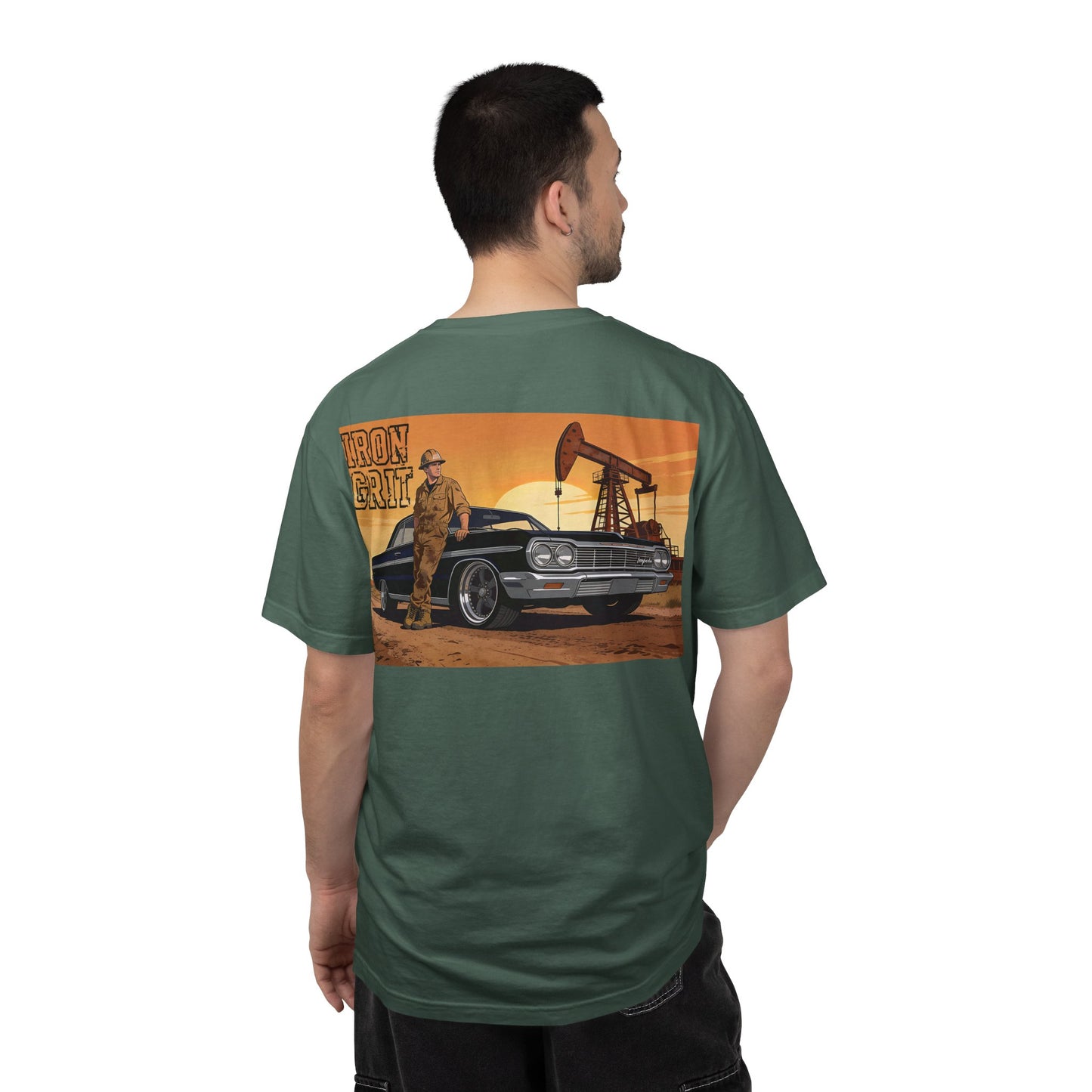 Oilfield 64 Impala T-Shirt, Iron Grit Oilfield Tee, Classic Car Oilfield Shirt, Roughneck Gift, Blue Collar Car Shirt | Built By Grit