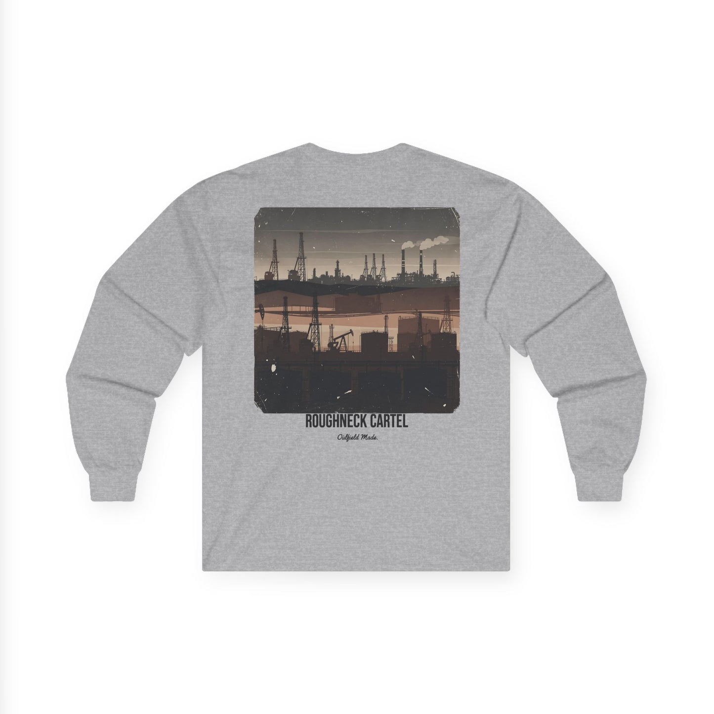 Oilfield Silhouette Long Sleeve Tee — Pump Jacks, Rigs & Refineries