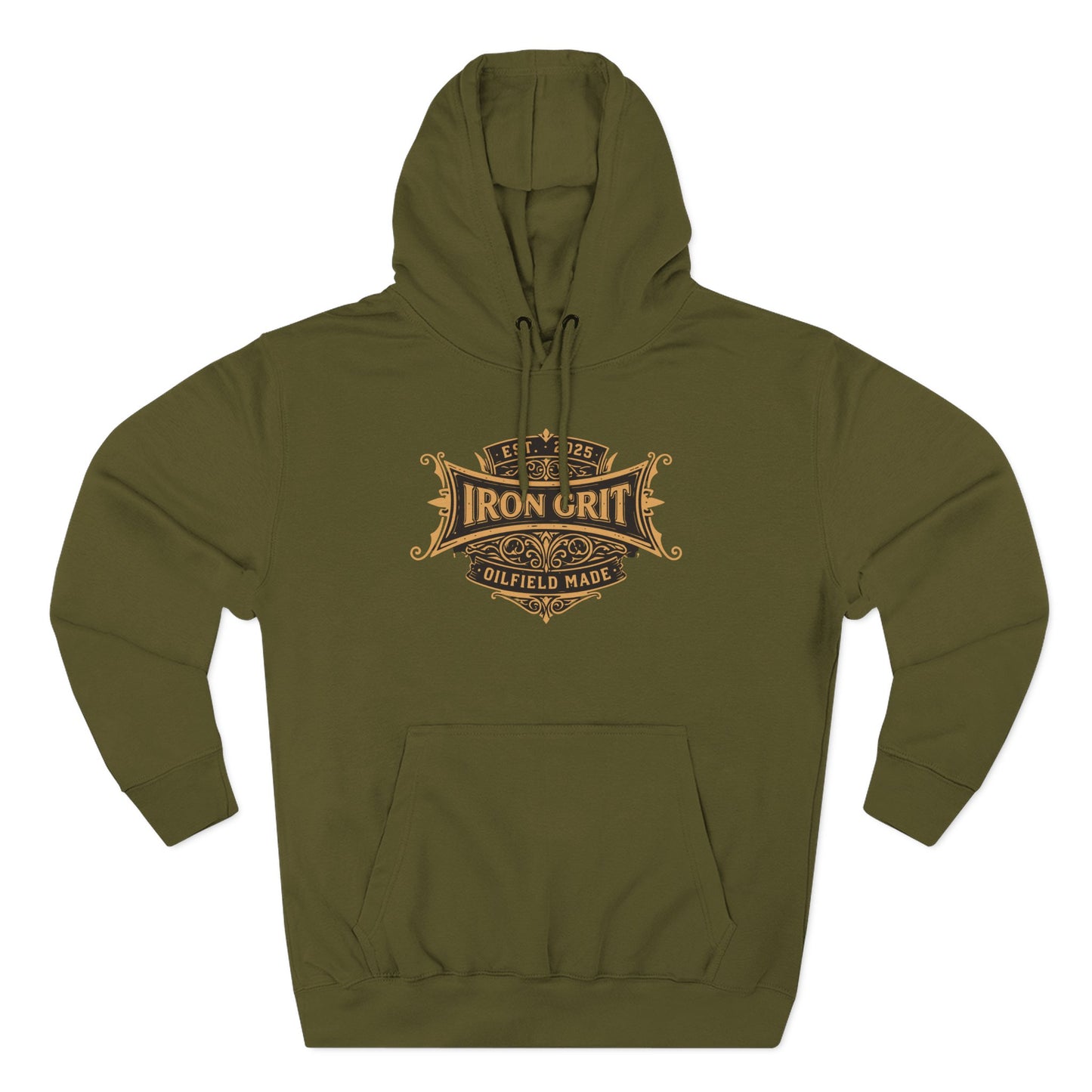 Oilfield Rig Sunset Iron Grit Pride Hoodie | Three-Panel Fleece