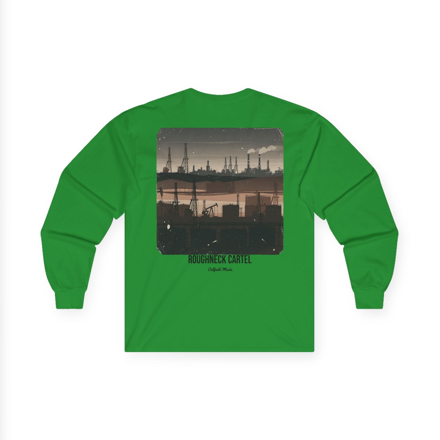 Oilfield Silhouette Long Sleeve Tee — Pump Jacks, Rigs & Refineries