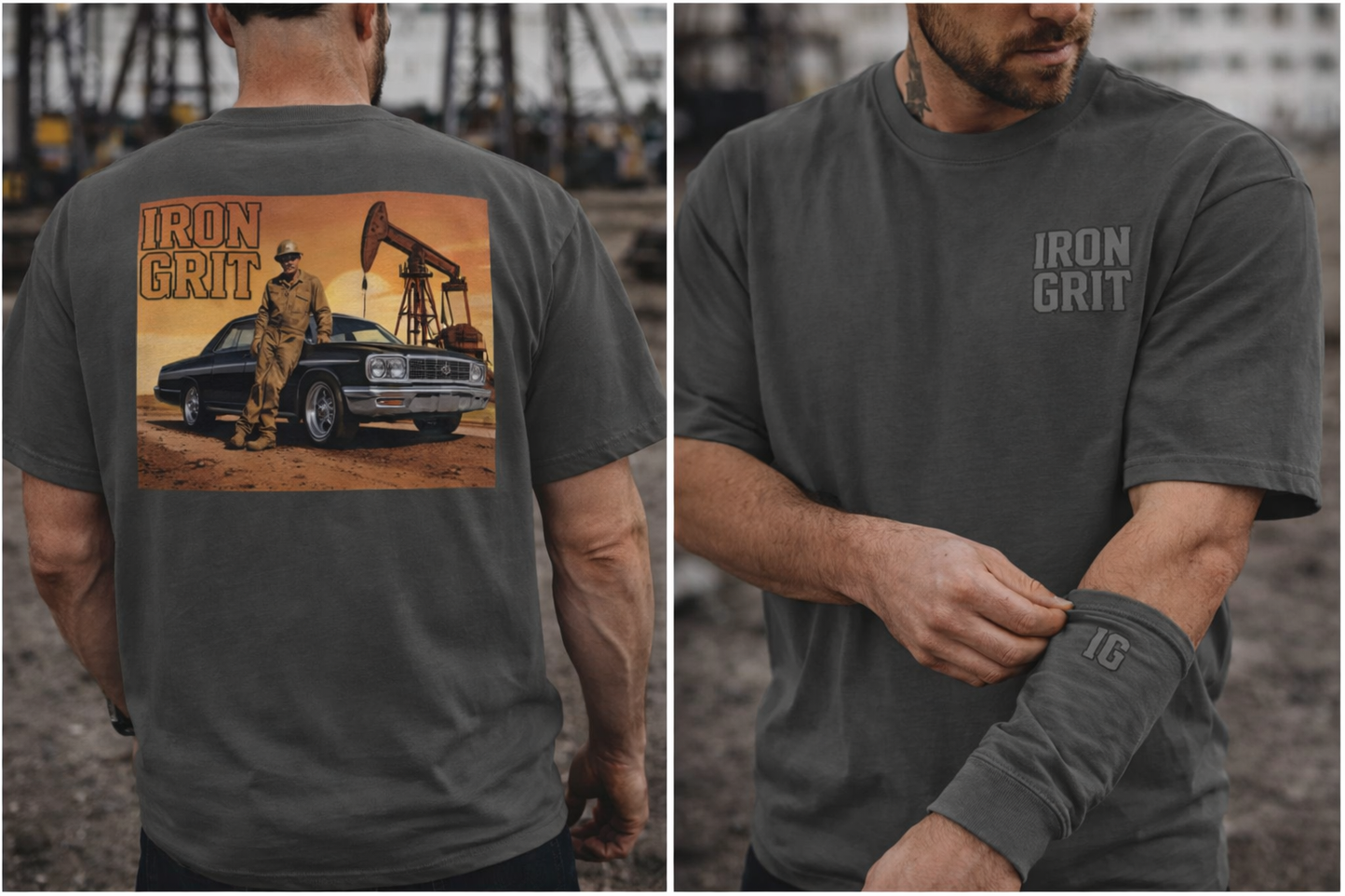 Oilfield 64 Impala T-Shirt, Iron Grit Oilfield Tee, Classic Car Oilfield Shirt, Roughneck Gift, Blue Collar Car Shirt | Built By Grit