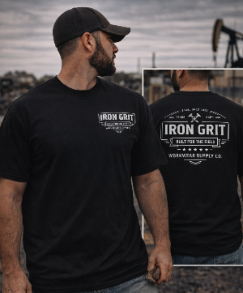 Iron Grit “Built for the Field” Workwear Tee | Rugged Blue Collar T-Shirt