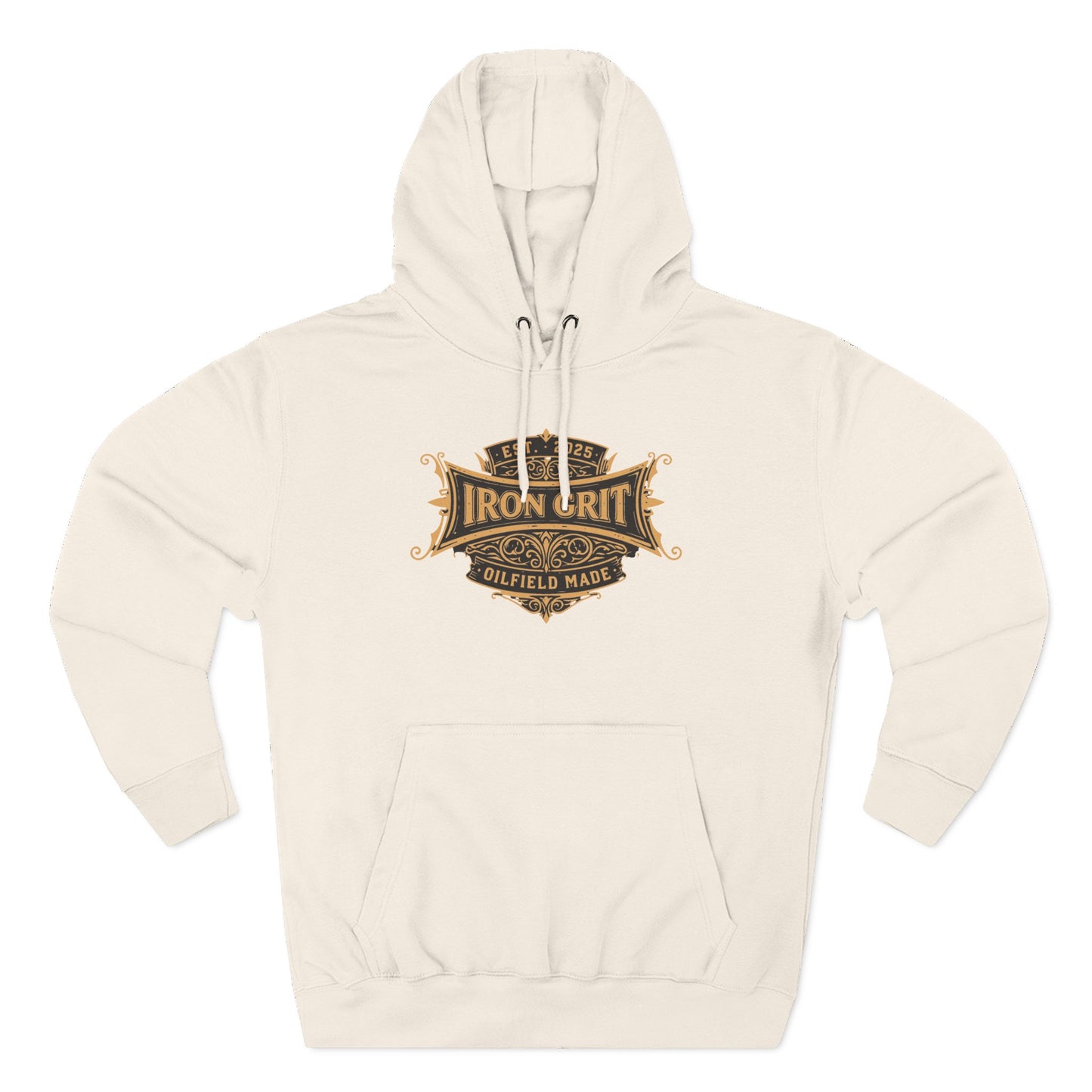 Oilfield Rig Sunset Iron Grit Pride Hoodie | Three-Panel Fleece