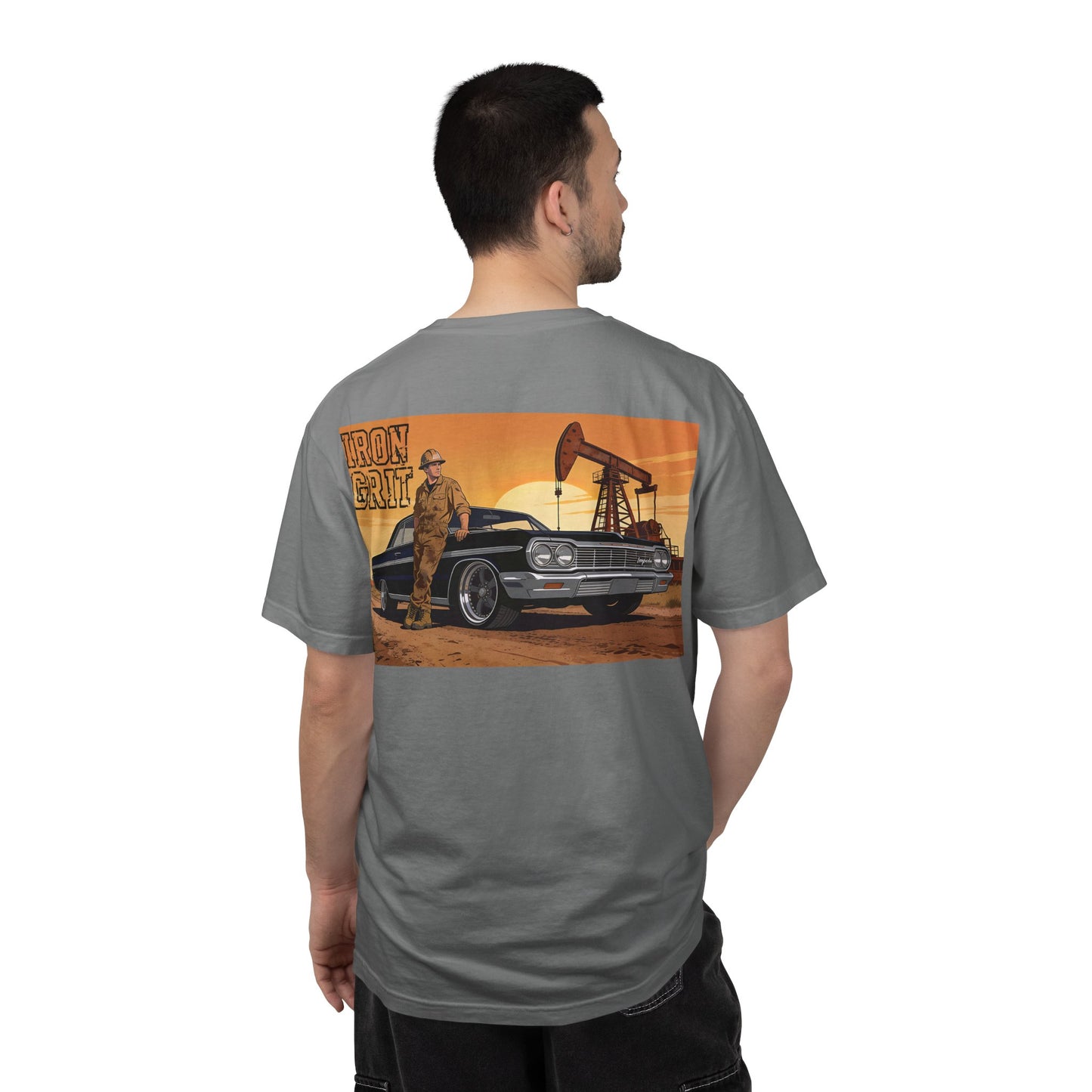 Oilfield 64 Impala T-Shirt, Iron Grit Oilfield Tee, Classic Car Oilfield Shirt, Roughneck Gift, Blue Collar Car Shirt | Built By Grit