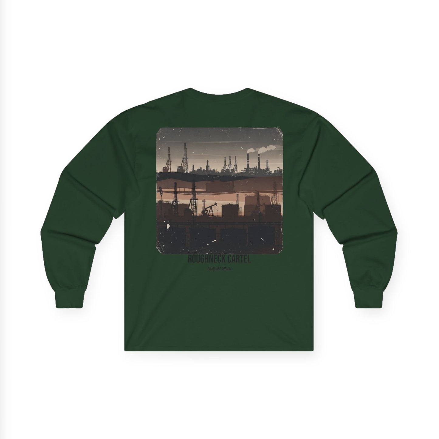 Oilfield Silhouette Long Sleeve Tee — Pump Jacks, Rigs & Refineries