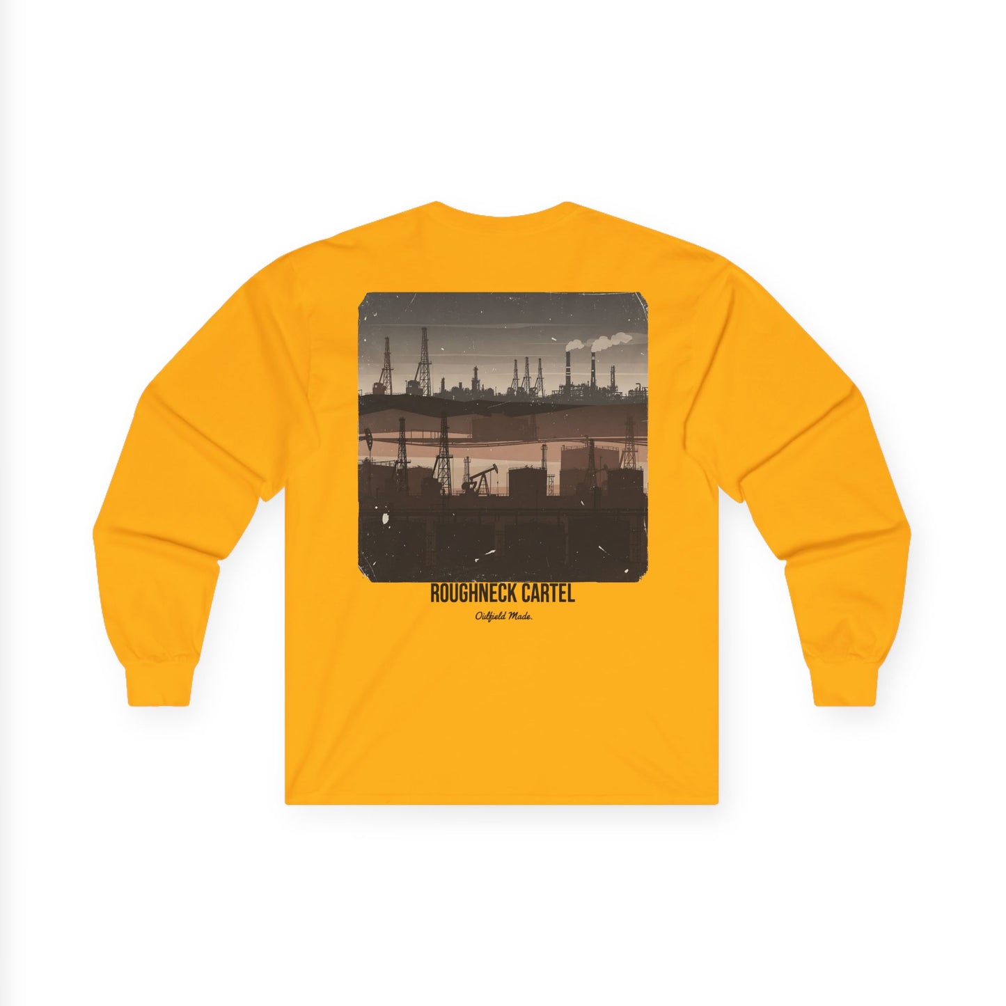 Oilfield Silhouette Long Sleeve Tee — Pump Jacks, Rigs & Refineries