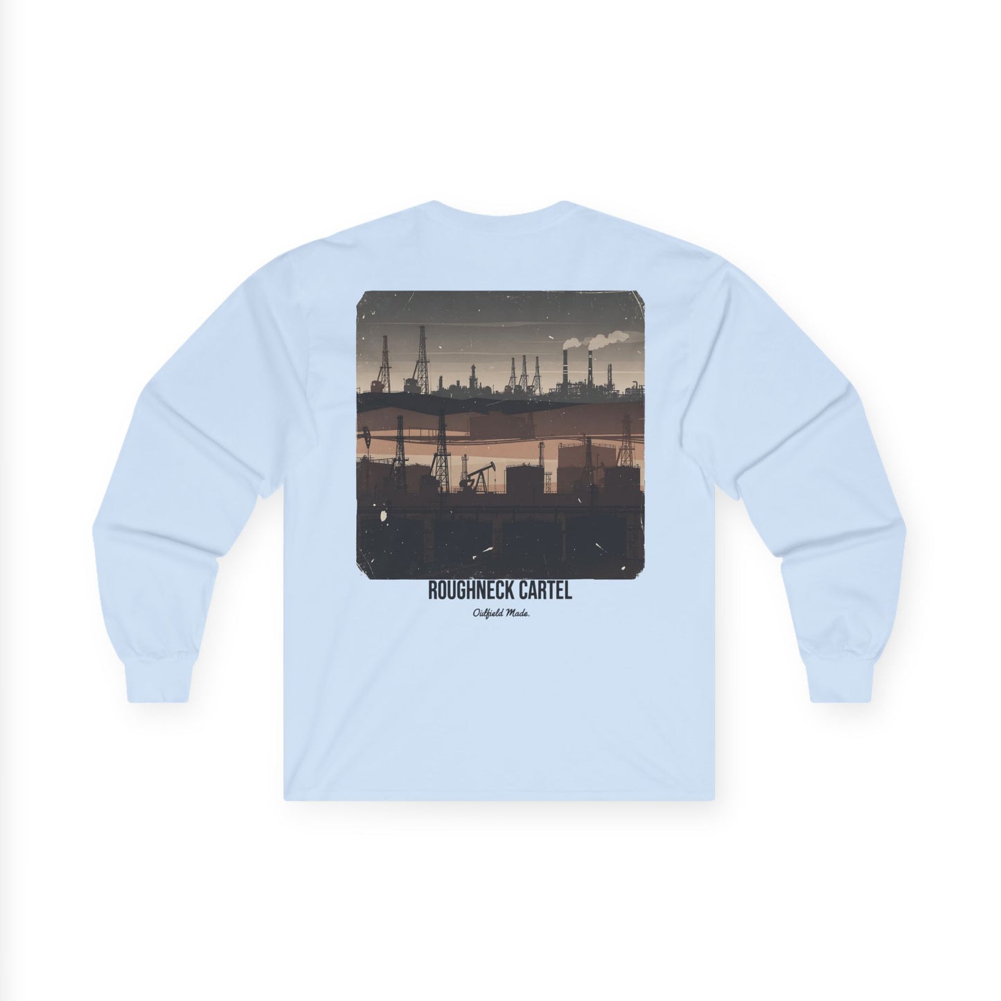 Oilfield Silhouette Long Sleeve Tee — Pump Jacks, Rigs & Refineries