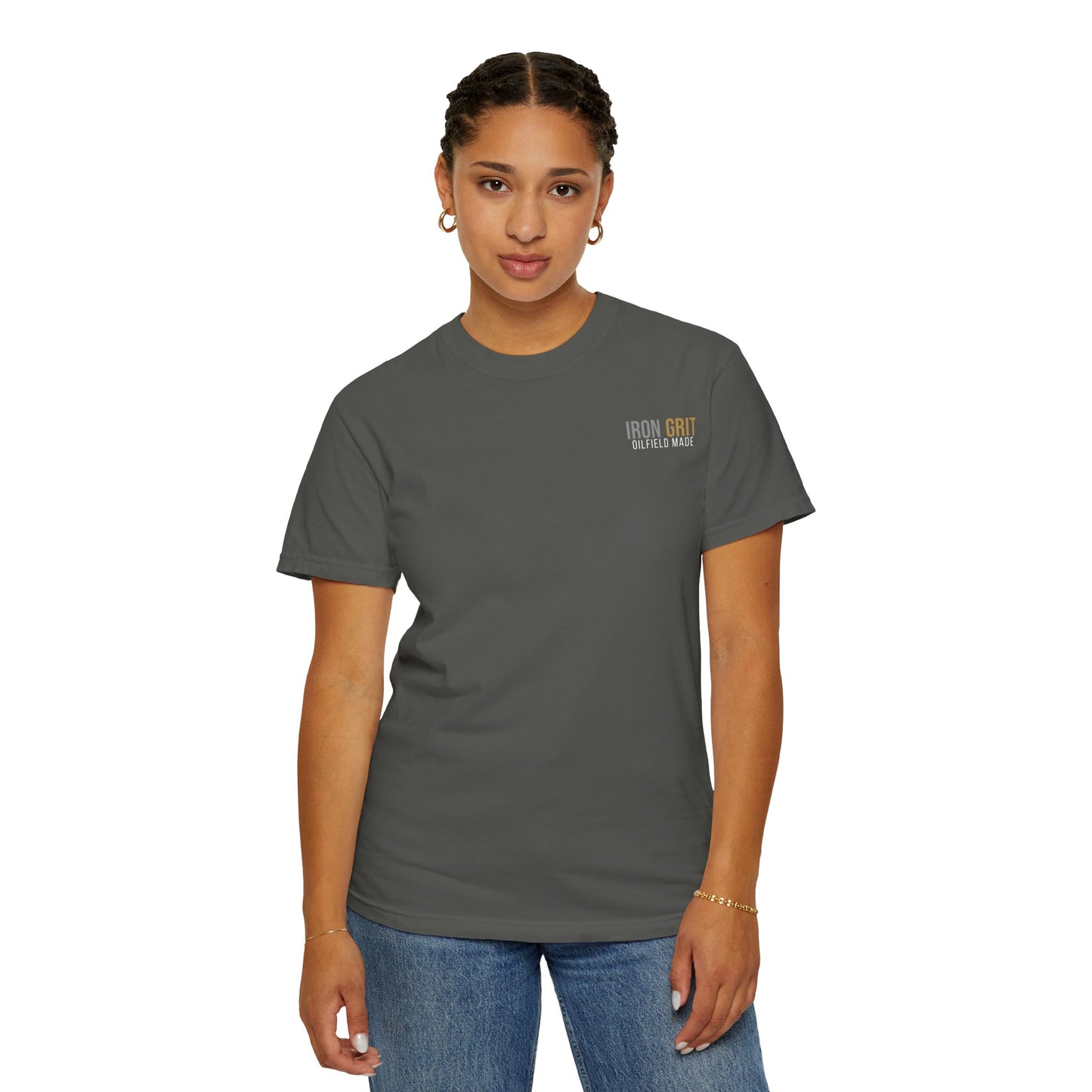 Iron Grit Pain and Profit Heavyweight T-Shirt, Premium Oilfield Streetwear, Roughneck Shirt, Blue Collar Tee, Oilfield Gift | Built By Grit