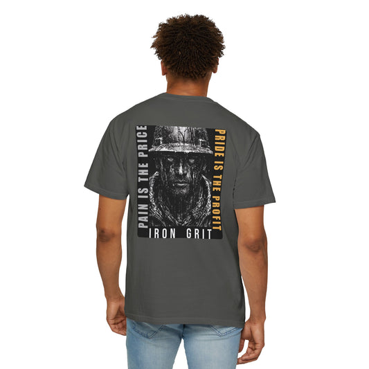 Iron Grit Pain and Profit Heavyweight T-Shirt, Premium Oilfield Streetwear, Roughneck Shirt, Blue Collar Tee, Oilfield Gift | Built By Grit