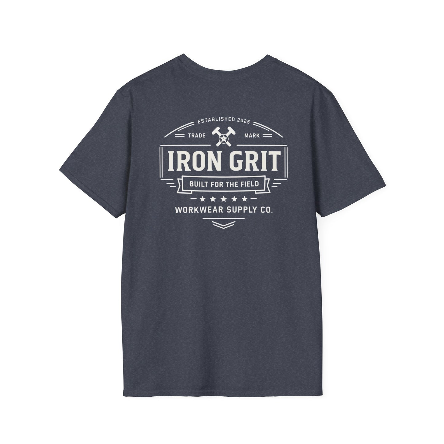 Iron Grit “Built for the Field” Workwear Tee | Rugged Blue Collar T-Shirt