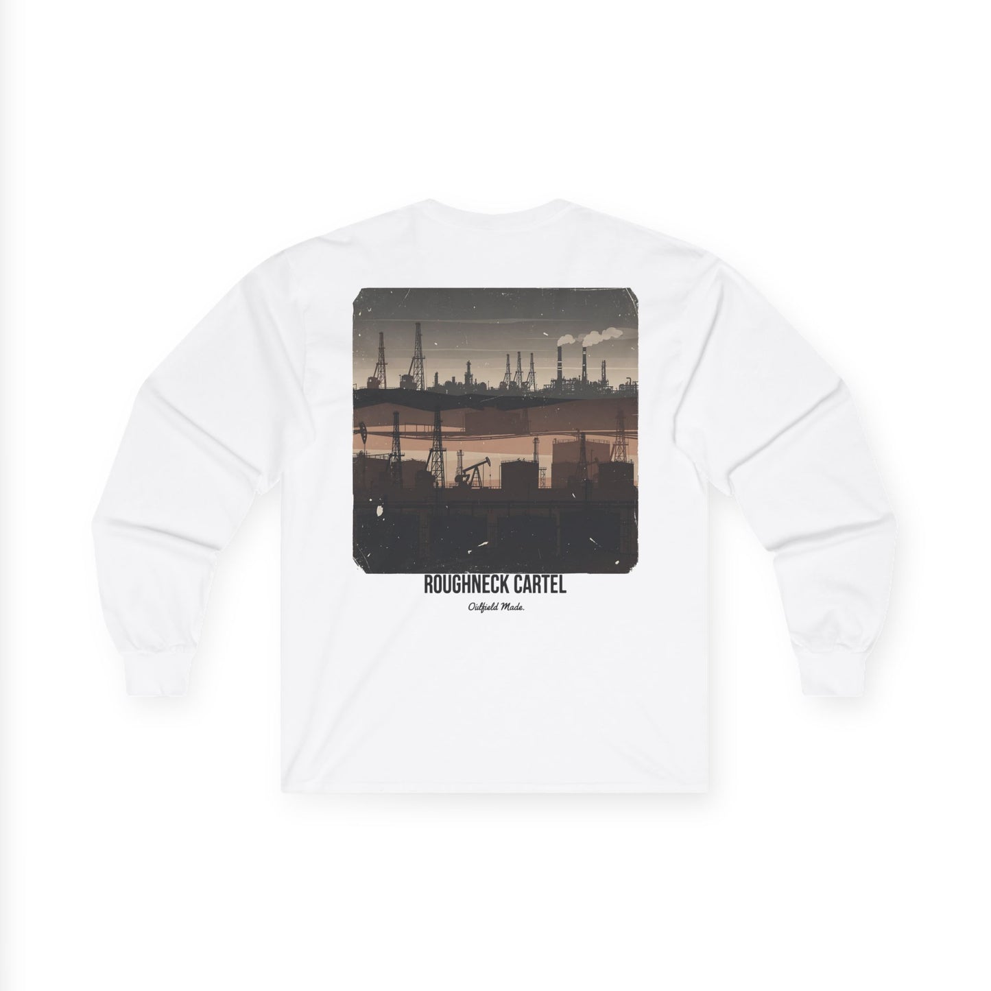 Oilfield Silhouette Long Sleeve Tee — Pump Jacks, Rigs & Refineries