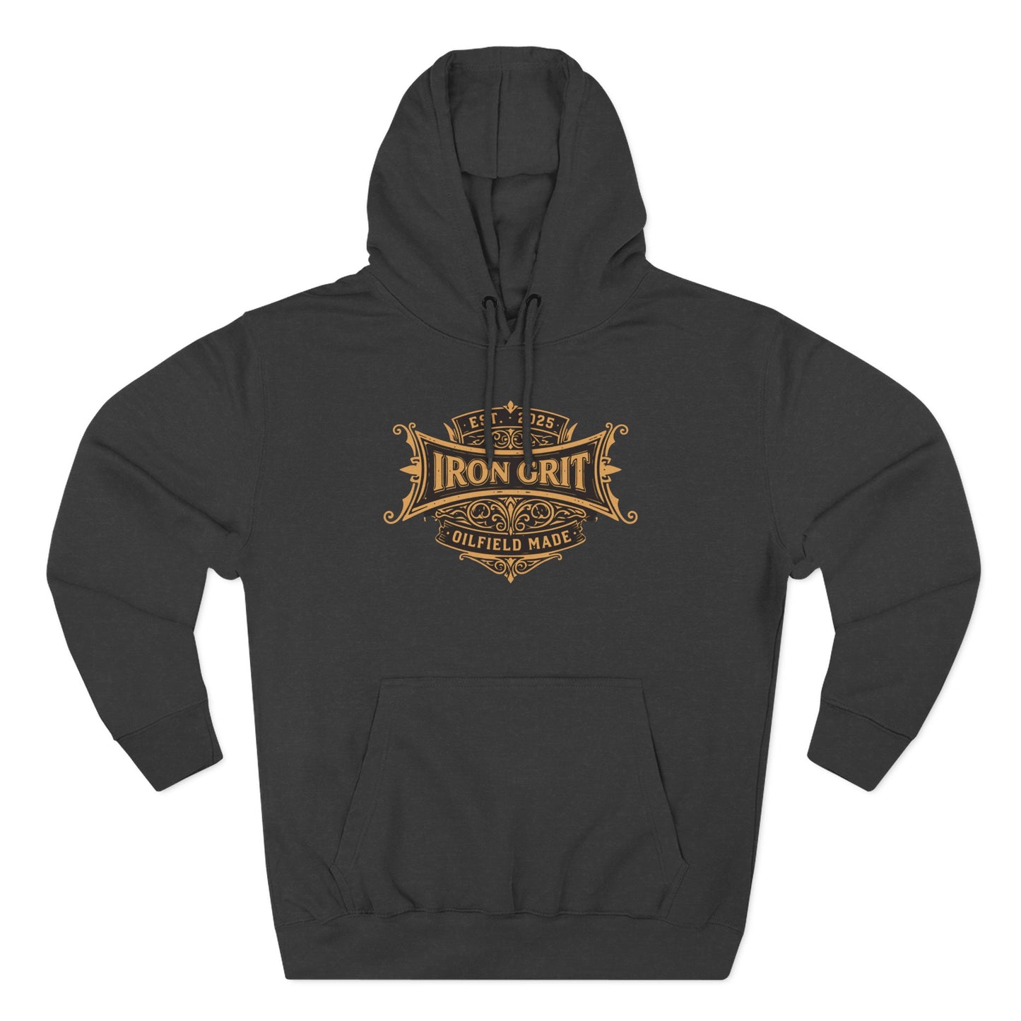 Oilfield Rig Sunset Iron Grit Pride Hoodie | Three-Panel Fleece