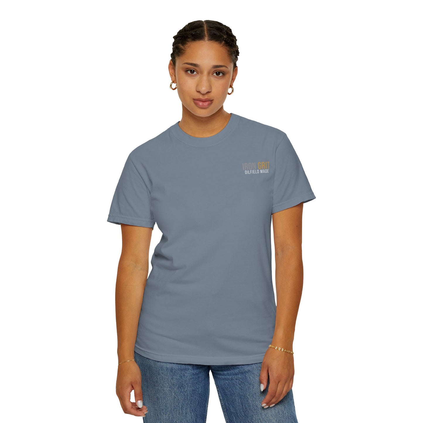 Iron Grit Pain and Profit Heavyweight T-Shirt, Premium Oilfield Streetwear, Roughneck Shirt, Blue Collar Tee, Oilfield Gift | Built By Grit