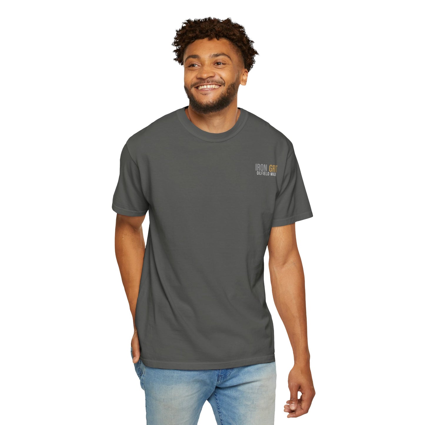 Iron Grit Pain and Profit Heavyweight T-Shirt, Premium Oilfield Streetwear, Roughneck Shirt, Blue Collar Tee, Oilfield Gift | Built By Grit