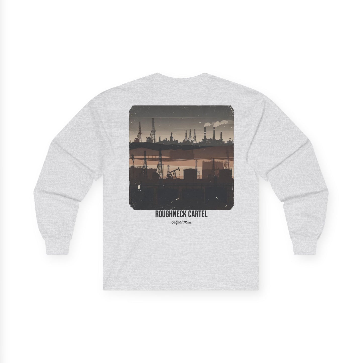 Oilfield Silhouette Long Sleeve Tee — Pump Jacks, Rigs & Refineries